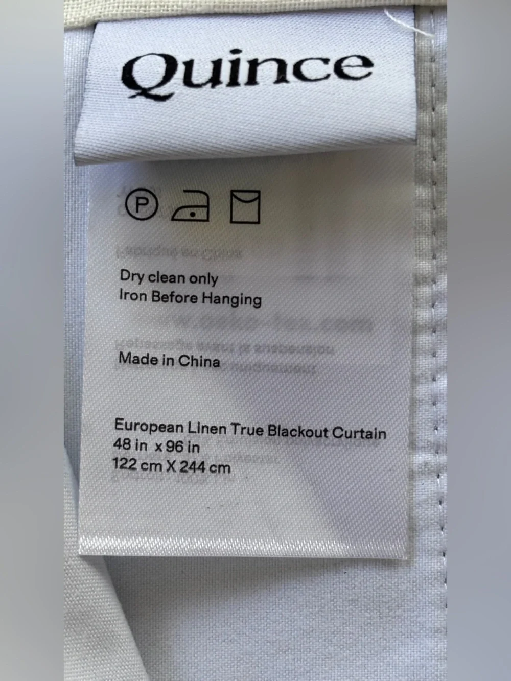 Quince European Linen Blackout Curtain Ivory 48x96 Grommet Single Panel
